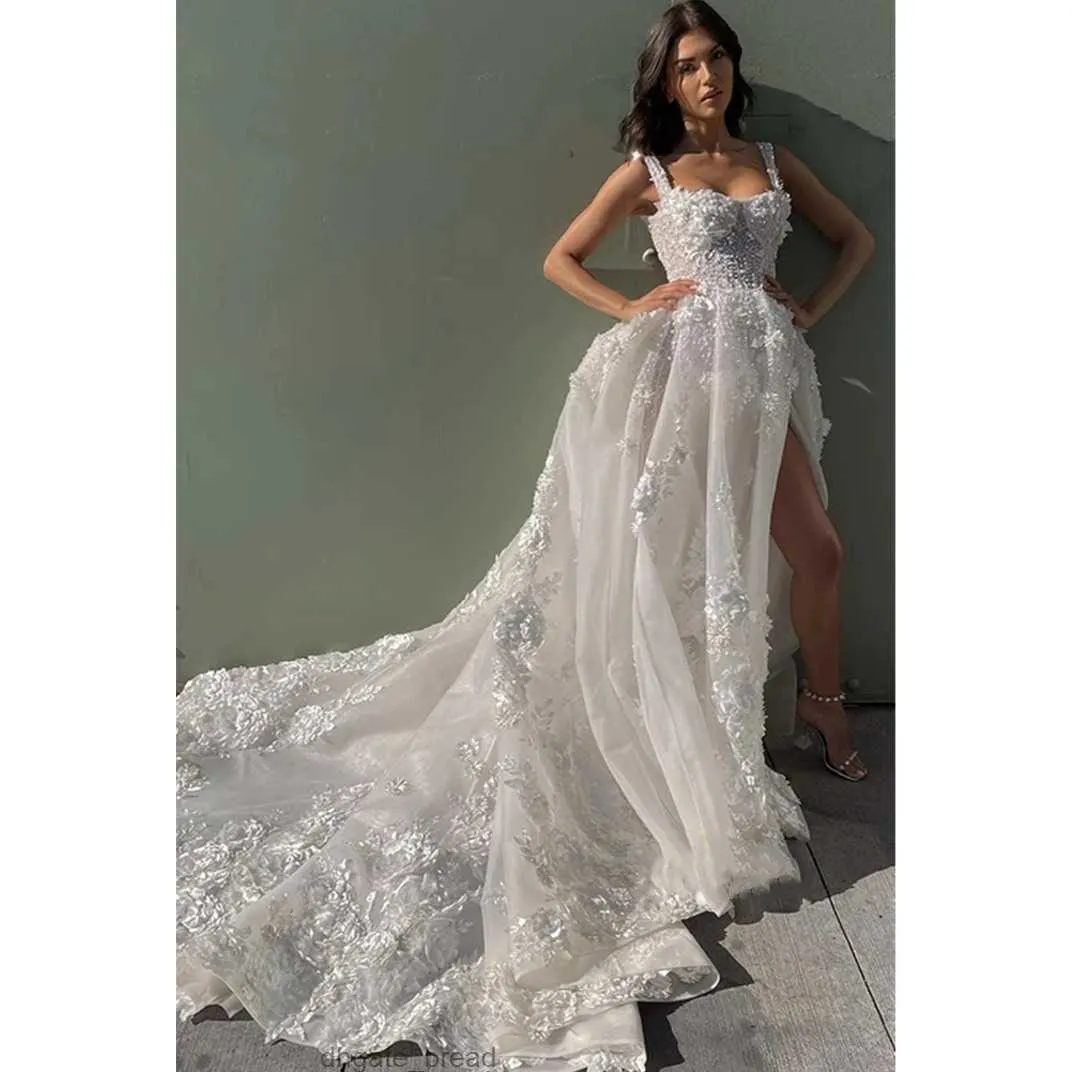 Princesa Boho Vestido de novia Mujeres Magníficas manzanas mangas apliques pliegues