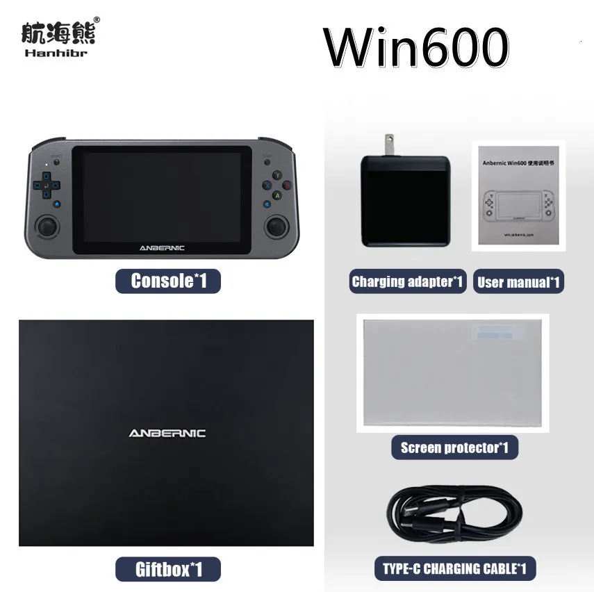 Lettori di giochi portatili Anbernic Win600 Console portatile 5 94 POLLICI PC Pocket Mini Laptop Win10 Sistema operativo Steam 3050e 3020e Steam Deck 230816