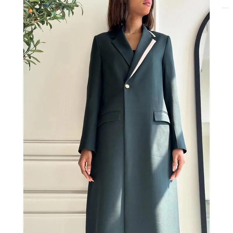 Ternos masculinos abayas muçulmano dubai feminino verde notch lapela um botão longo blazer formal inteligente casual roupas de alta qualidade negócios senhora terno