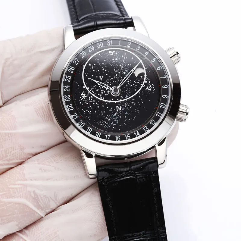 montre hommes moonwatch noctilucent 44mm mouvement mécanique automatique saphir miroir visage montres de créateurs bracelet en cuir montre-bracelet étanche montre de luxe