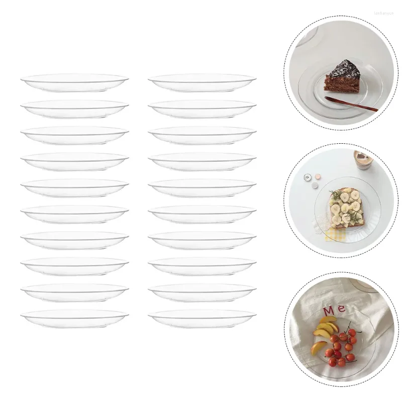 Vaisselle jetable 20 pièces assiette transparente ronde fruits en plastique Service plateau de rangement séché