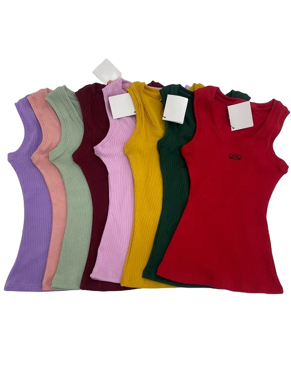 Modemärke tank top färger kvinnor t-shirt stickad tråd lyx sommar toppar ren bomull andas Vest Casual Elasticity Camisole