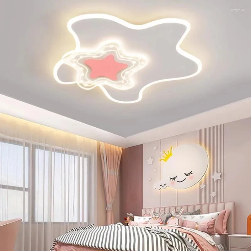 Luzes de teto modernas para quarto infantil, luz de estrela, simples, quente, menino, menina, decoração de quarto, princesa, bebê