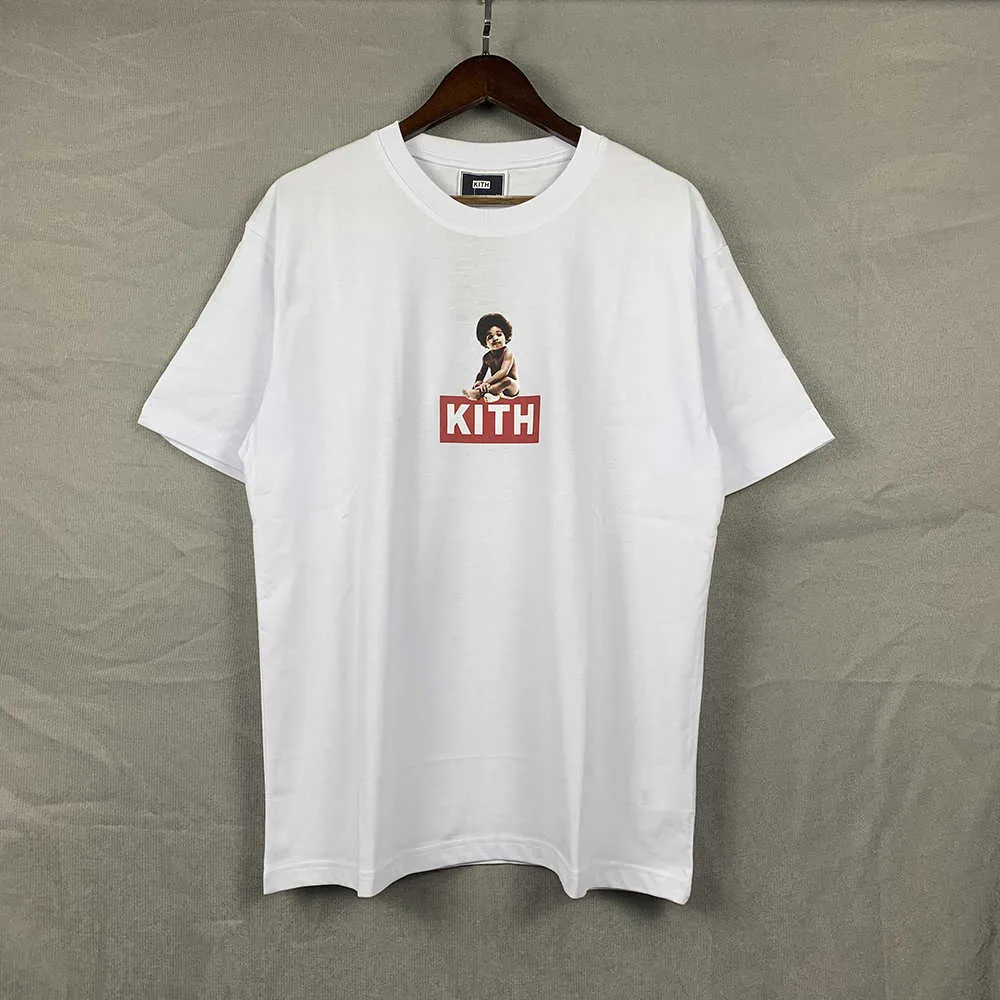 Designer kith2022 solto moda casual impresso t-shirt rua simples rap cabeça explosiva homens