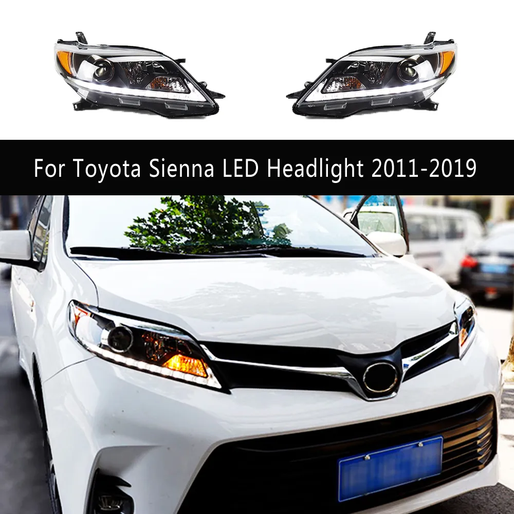 Akcesoria samochodowe Wskaźnik sygnału skrętu Light Streamer z LIGHER Daytime Streamer dla Toyoty Sienna LED Zespół reflektorów LED 11-19 Lampa przednia