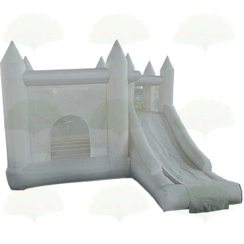 2 en 1 Trampolines Blancs Château gonflable gonflable 3x3m Jumping Jumper Videur Bounce House Avec toboggan en solde