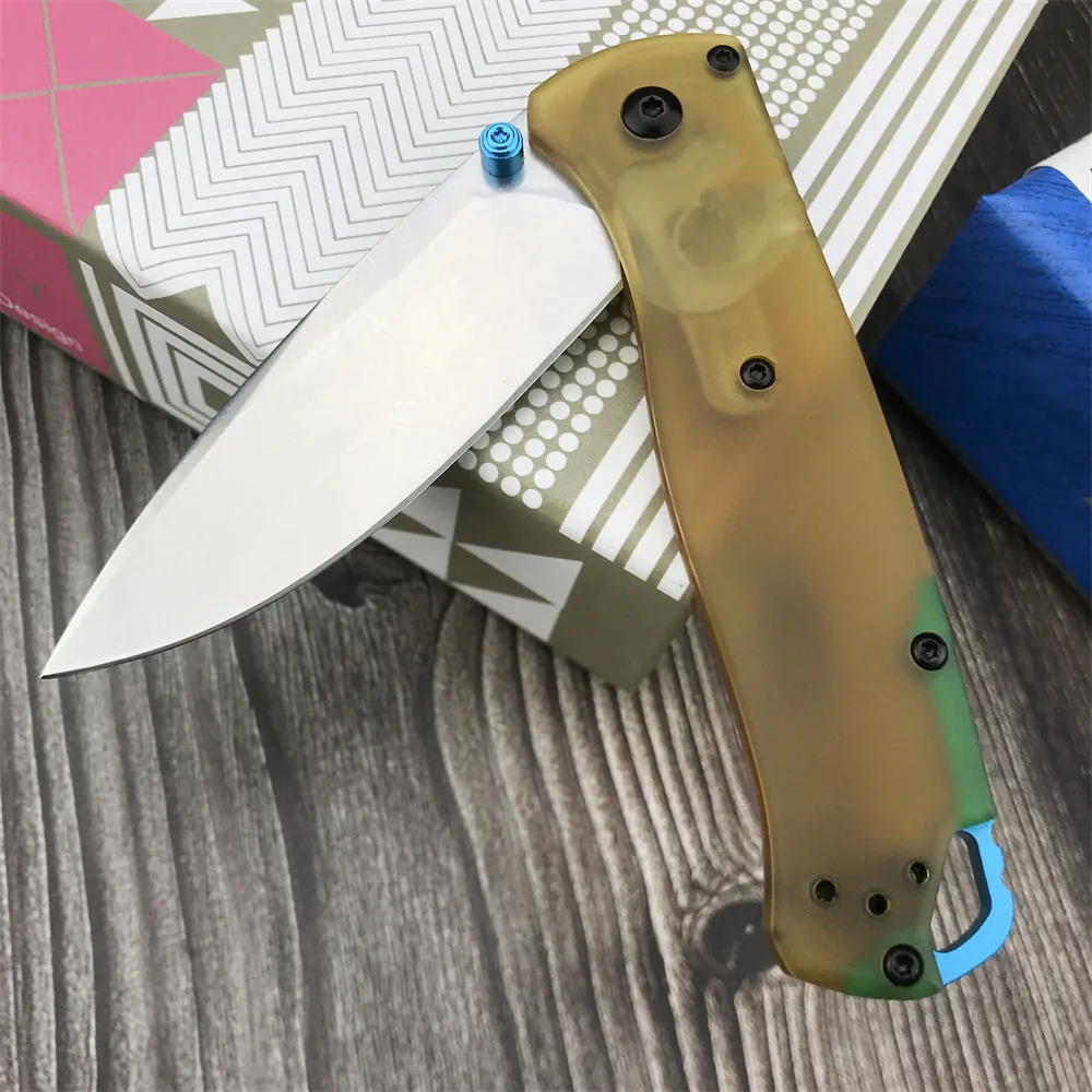 BM 535 Cuchillo plegable Bugout Hoja lisa satinada Mangos PEI Cuchillo para acampar al aire libre Versión mini Cuchillo de bolsillo Herramienta táctica de autodefensa 15080 15031 4600