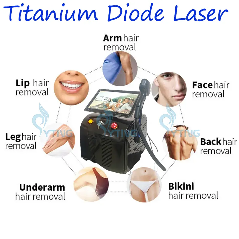 755nm 808nm 1064nm Ice Diodo de gelo Depilação de cabelo Skin Rejuvenescimento Máquina de remoção de cabelo permanente a laser