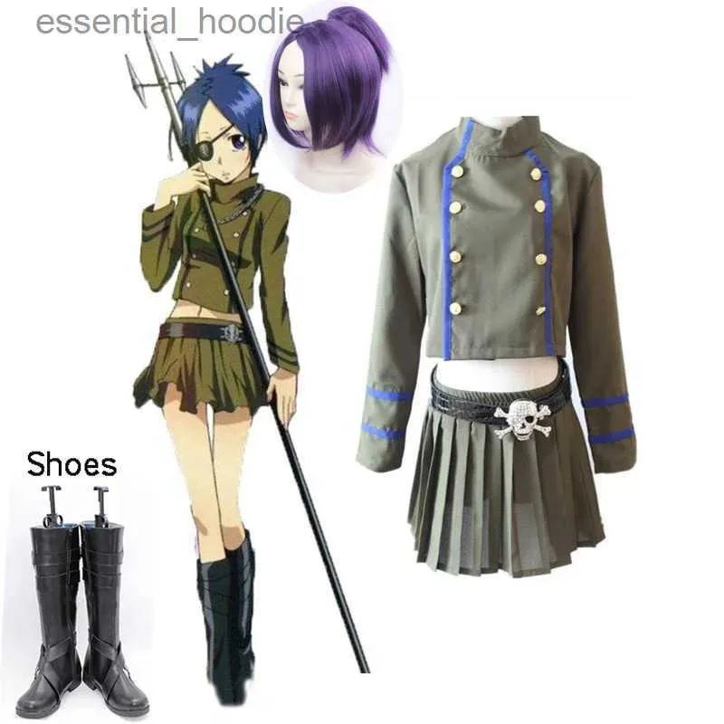 cosplay Anime Costumes Katekyo Killer Rebirth Role Play Come on Kokuyo School Chrome Dokuro Lesbian School Uniform Wig Shoes ClthoesC24321