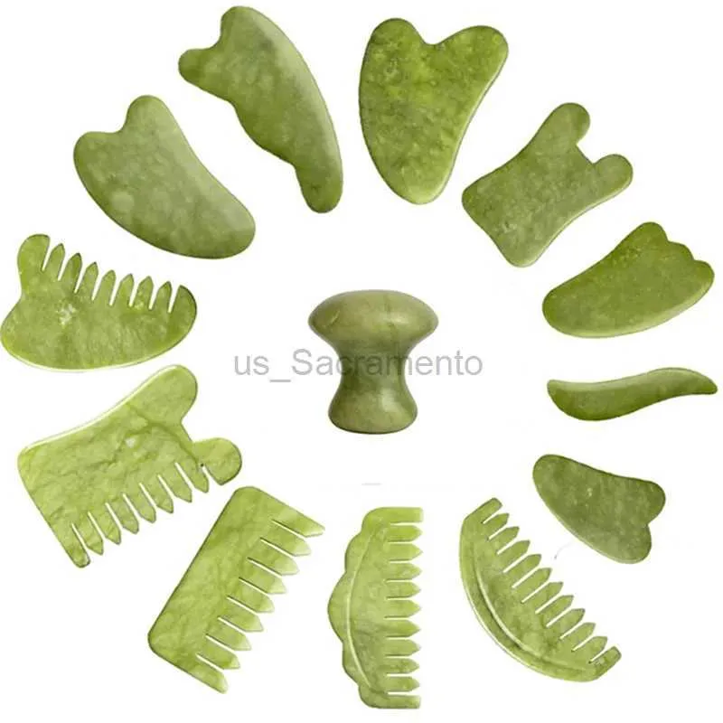 Face Massager 100% Natural Guasha Jade Massage Tool Guasha Board Gourmet Scraper Body Acne Hydroterapi Anti Aging Face Beauty Tool 240321