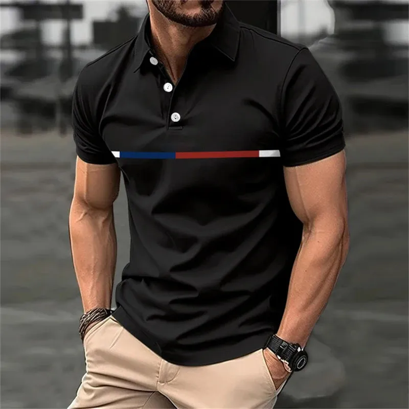 mens fashionable summer casual short sleeved Polo 240321