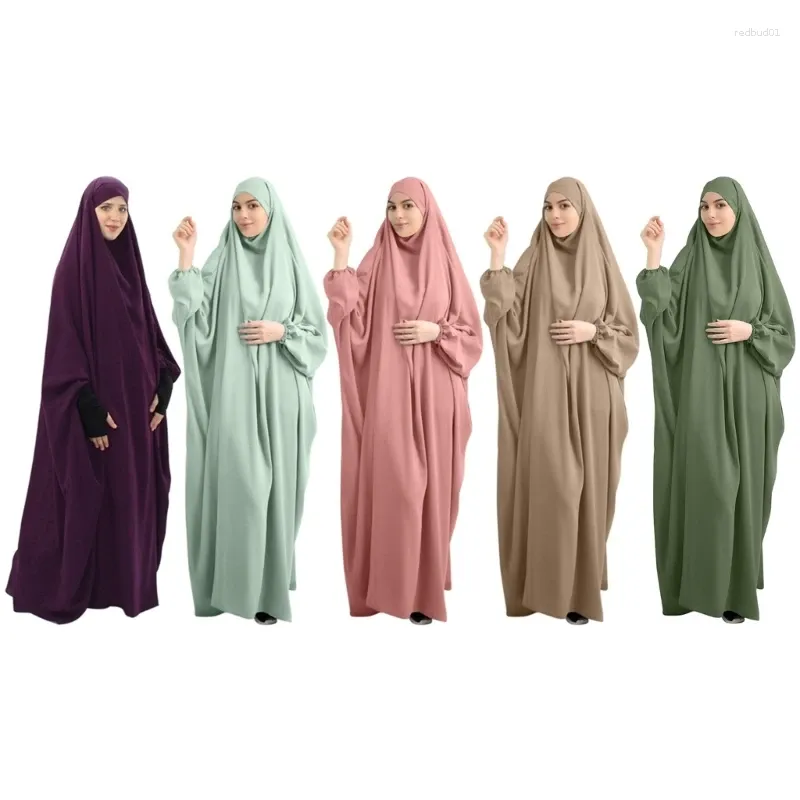 Roupas étnicas Mulheres Muçulmanas Vestido de Oração de Uma Peça Capa Completa Com Capuz Islâmico Eid Jilbab Overhead Abaya Kaftan com Hijab Dubai Ramadan Longo