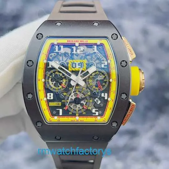 Emocionante reloj de pulsera exclusivo RM Watch Rm011 Reloj mecánico automático Rm011 Ao Rg Limitado a 30 Color marrón y amarillo Función de sincronización de fecha a juego
