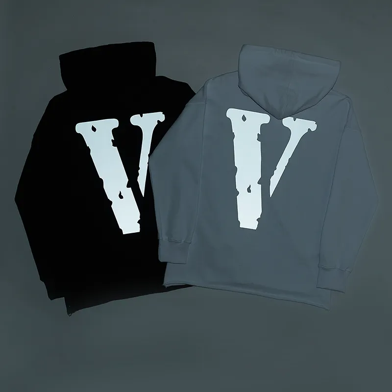 VLONE Sweat à capuche Nouveau coton Lycra tissu hommes et femmes réfléchissant lumineux à manches longues décontracté classique mode tendance hommes sweat à capuche taille américaine S-XL 68581