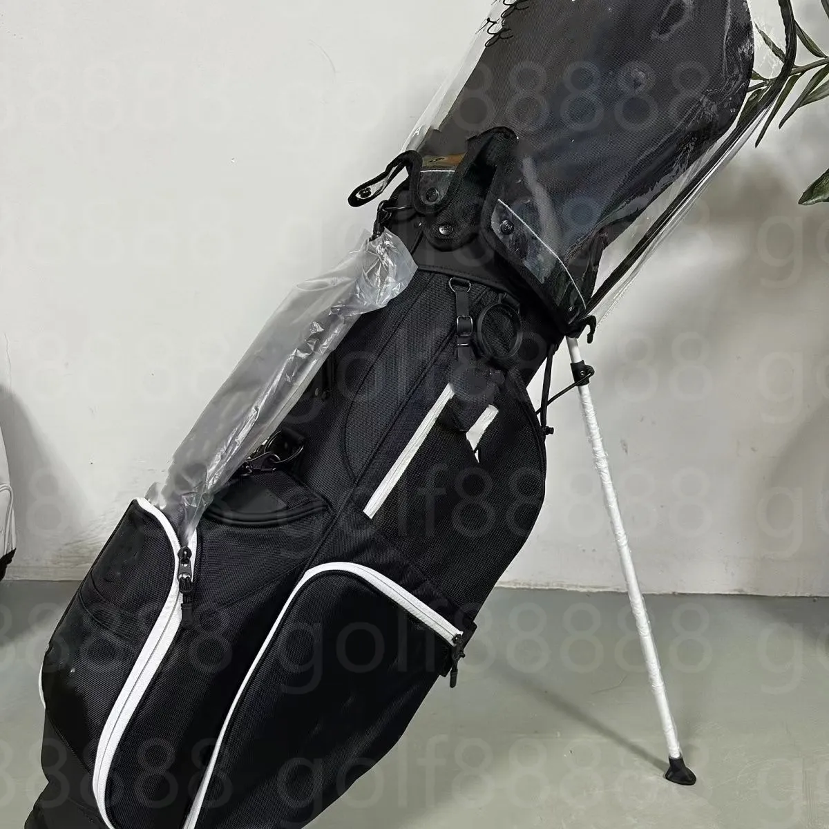 Taschen Schwarze Golf-Standtaschen Unisex-Golfschläger Großer Durchmesser und großes Fassungsvermögen Wasserdichtes Material Kontaktieren Sie uns, um Bilder mit Logo anzusehen