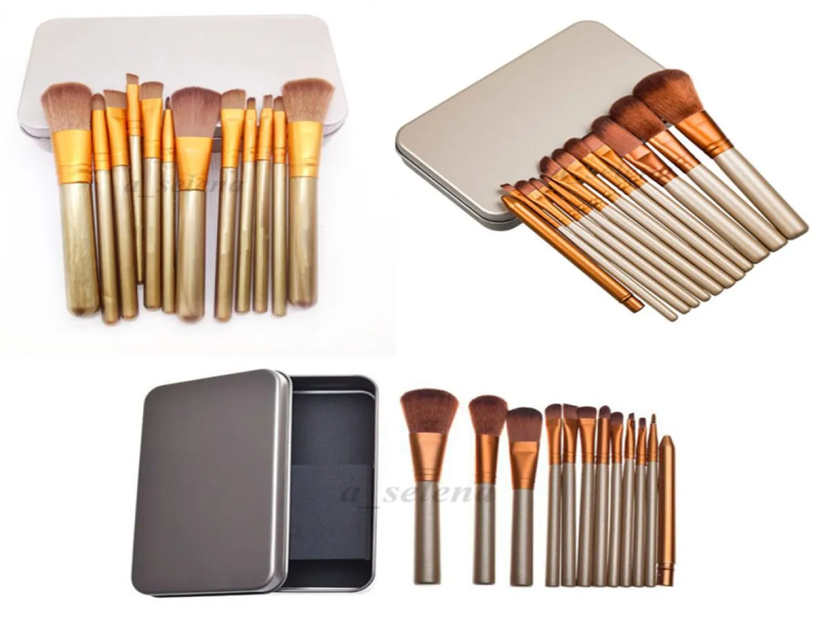 N3 Professional 12 pezzi Kit pennelli cosmetici per il trucco del viso Set di pennelli per scatole di metallo Pennelli per cipria7056112
