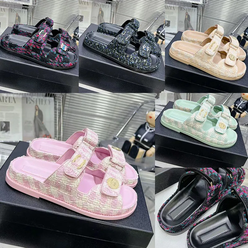 Luxury Designer Woven Platform Beach aha slides for Women Leather Sole Casual Sandals for Spring and Summer Fashionable Square Head Flip Flops Slipper for Ladies