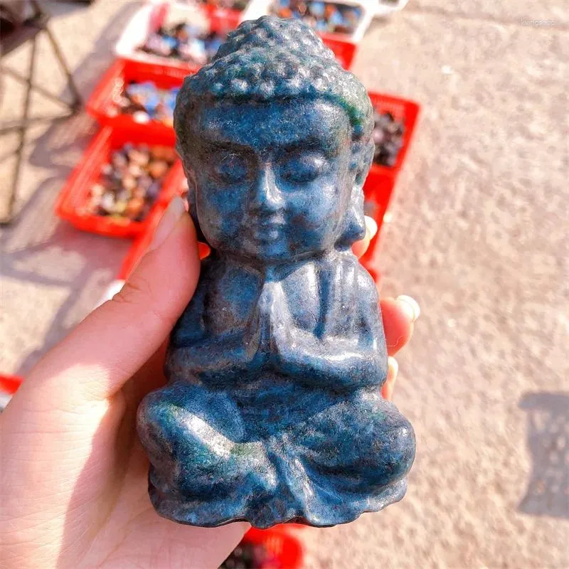 Figurine decorative Apatite naturale Buddha Cristallo Intaglio Buddismo Decorazione della casa Guarigione Fengshui Collezione di pietre preziose Regalo 1 pz