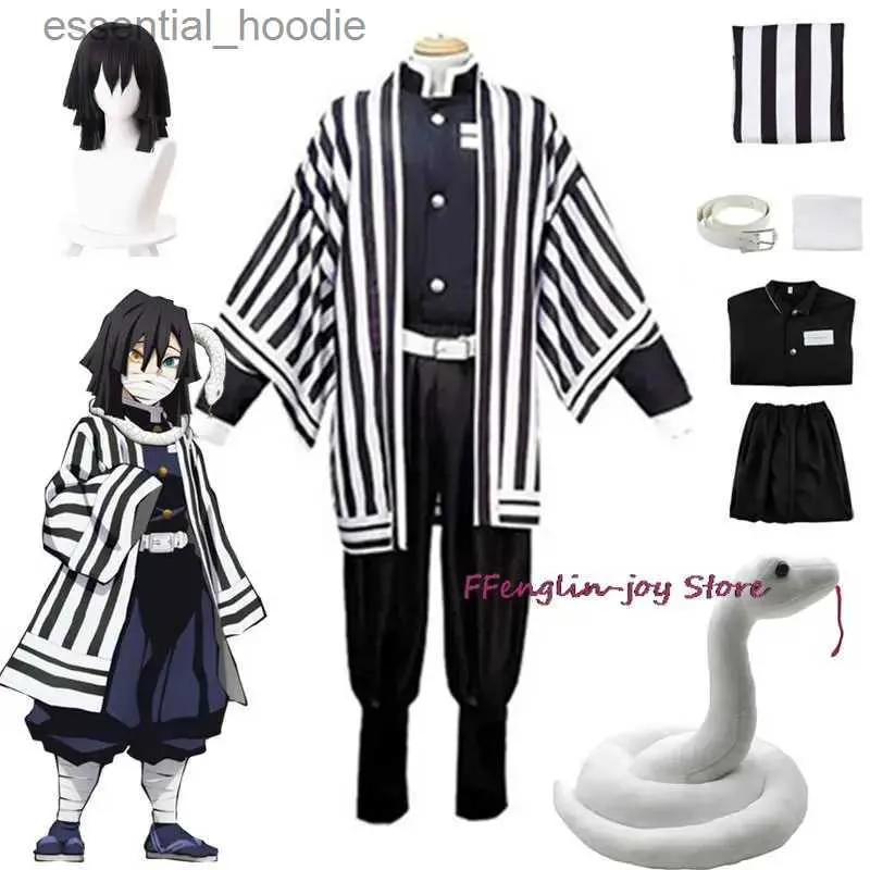 Cosplay Anime Costumes Iguro Obanai Kimono Munduform Anime Wig Role Play Halloween Party White Snake Propc24321