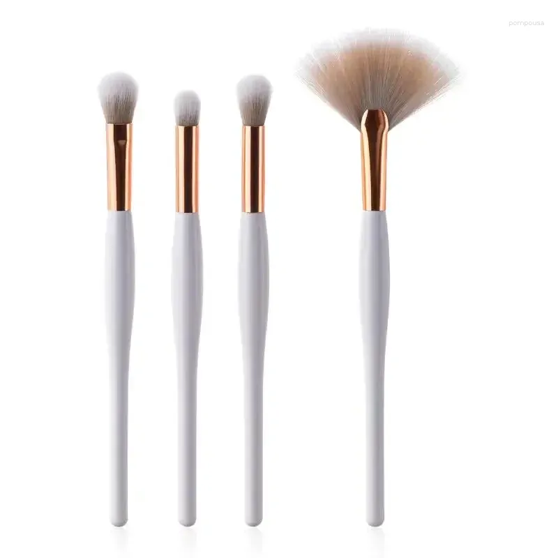 Make-up-Pinsel, 4-teiliges Set, Augen-, Augenbrauen-, Fächerform-Pinsel, langer Griff, Concealer, professionelles Make-up