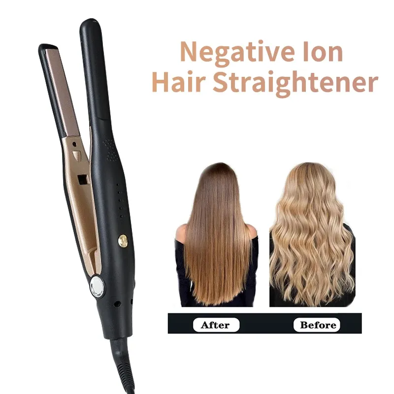 Irons 2 i 1 Care Professional Hair Strainener negativ jon smal titan mäns keramik curling järn snabb uppvärmningsstyling verktyg