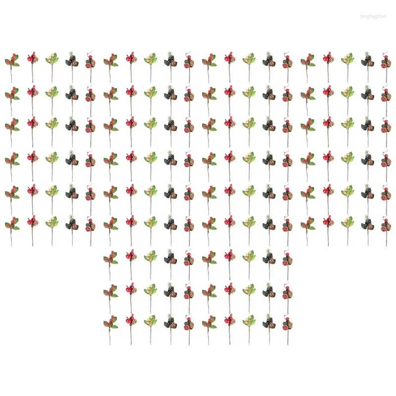 Kwiaty dekoracyjne 150pcs czerwona świąteczne jagody i sosnowe stoiska z holly gałęzie na świąteczne kwiatowe dekoracje kwiatowe rzemiosła