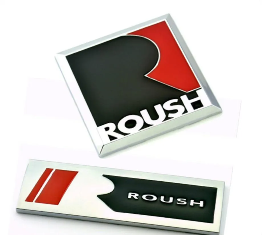 Metall R ROUSH Emblem Abzeichen Auto Aufkleber Auto Seite Kotflügel Stamm Aufkleber für Ford Roush Fiesta Mustang V8 GT EcoBost auto Styling1088813