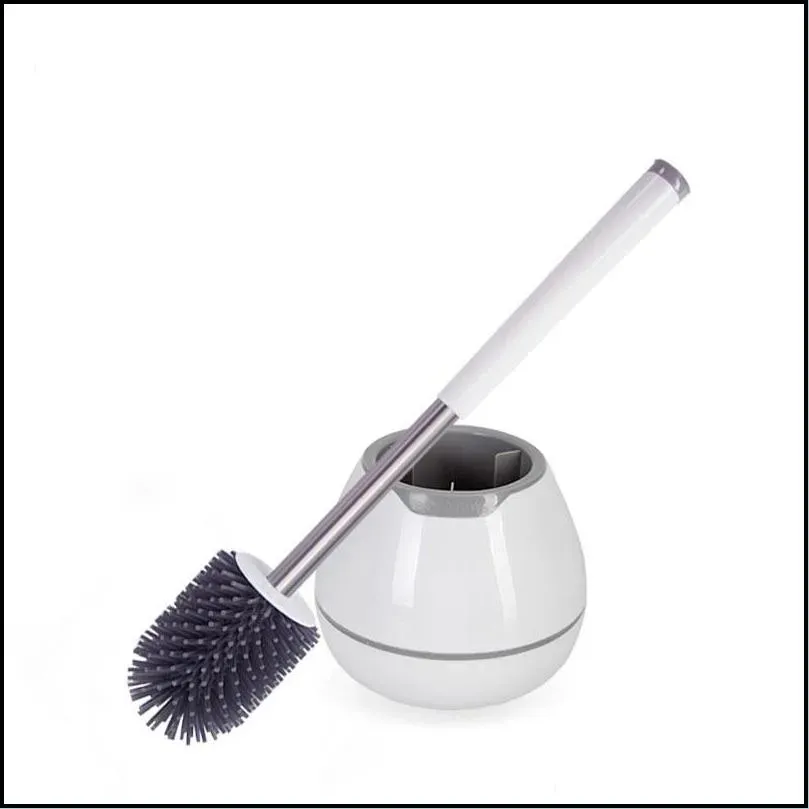 eyliden tpr toilet brush with a thoughtful designed tweezer and holder set silicone bristles for bathroom washroom cleaning 220511