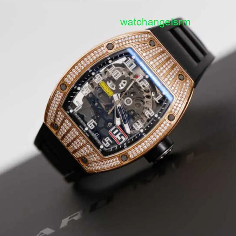 Reloj RM Reloj suizo Reloj táctico Serie RM029 RM029 Reloj para hombre con incrustaciones de diamantes en oro rosa de 18 quilates Esfera hueca automática