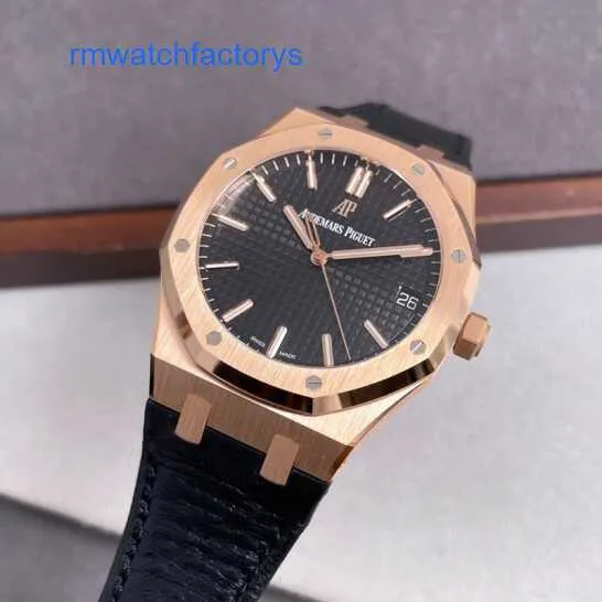 Letzte Marke Armbanduhr AP Armbanduhr Royal Oak Serie 15510OR OO D002CR.02 Roségold Schwarz Gesicht Herren Mode Freizeit Business Uhr