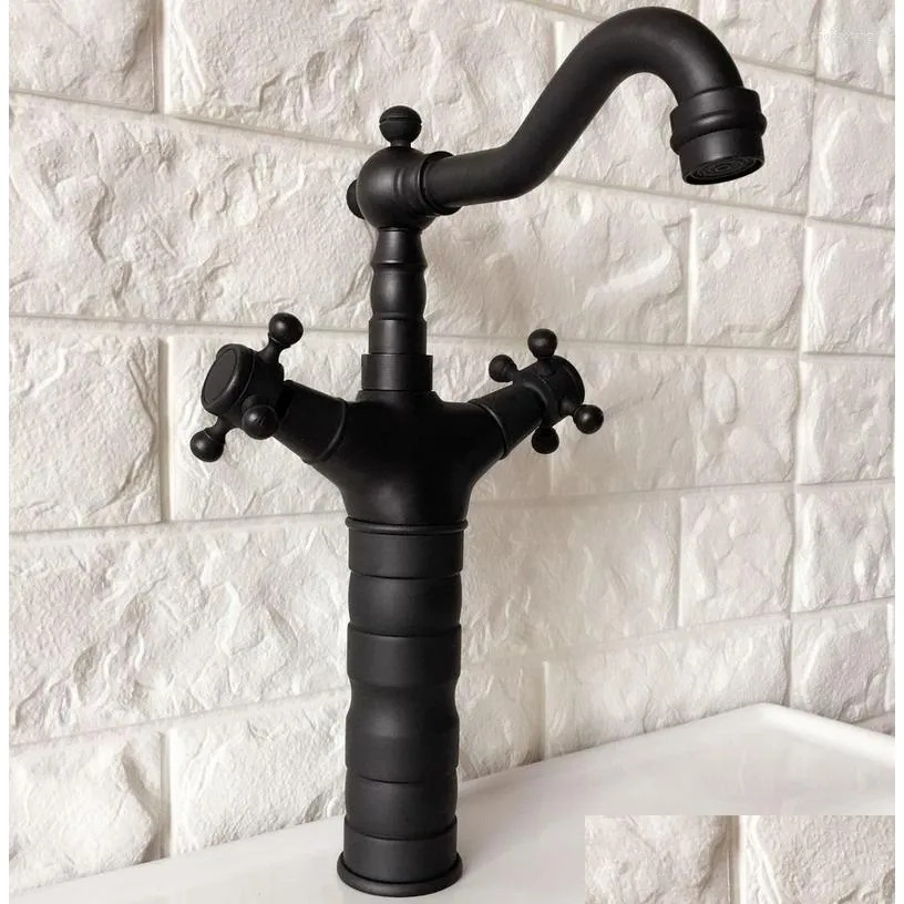 Kitchen Faucets Black Oil Rubbed Brass Single Hole Deck Mount Swivel Spout Taps Bathroom Sink And Cold Water Faucet Mixer Tap Dnf347 D Dhuon