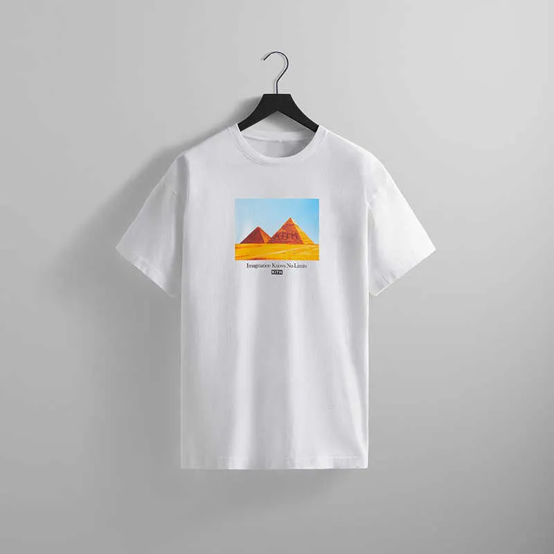 디자이너 키트 이미징 티 이집트 피라미드 프린트 여름 라운드 넥 티셔츠