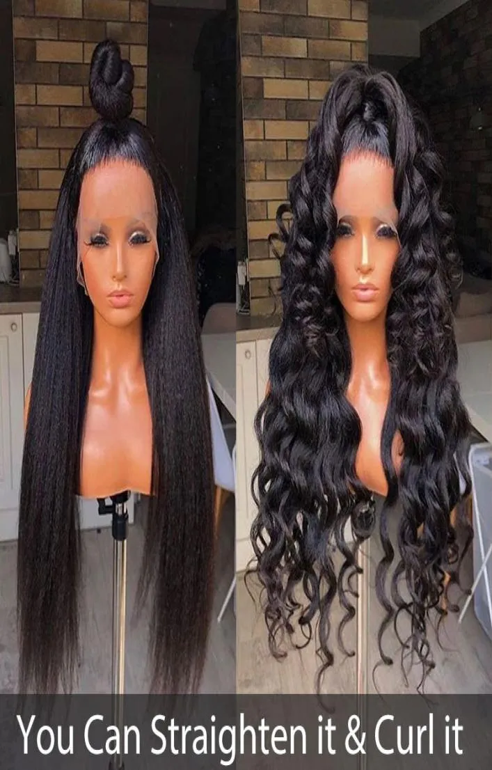 Kinky peruca reta cheia do laço perucas de cabelo humano para preto feminino 250 densidade u parte peruca yaki peruca cheia do laço perucas dianteiras do laço everbeauty3092975