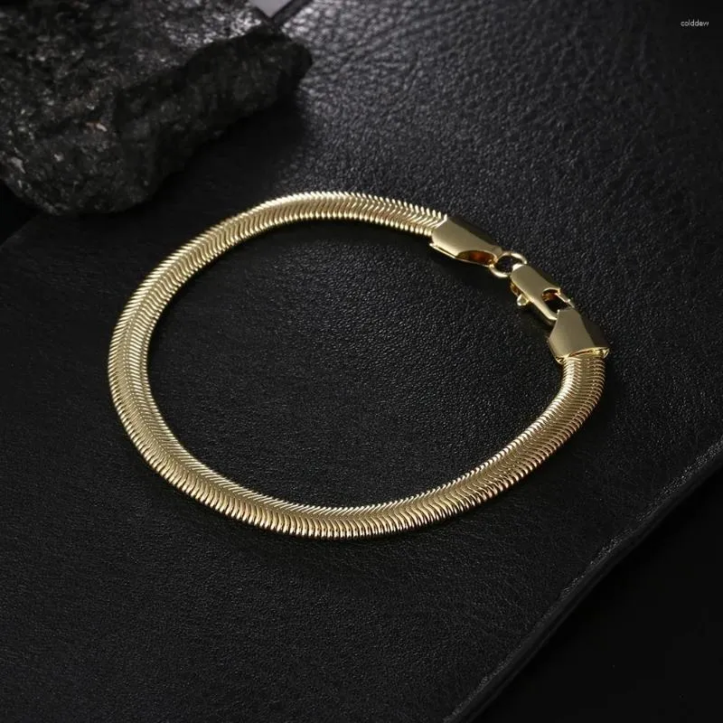 Länk armband guld och silver färg utsökt kvinnor män ädla trevligt armband mode charm 6mm kedja smycken födelsedagspresent lh023