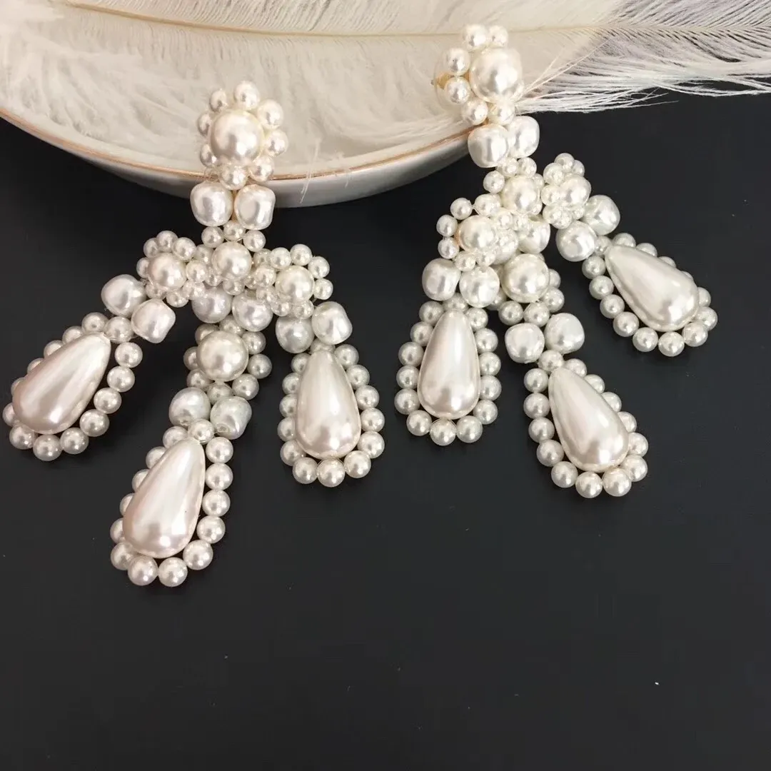 Słynna marka naturalny nieregularny kwiat perłowy przesadzone duże kolczyki dla kobiet najwyższej jakości luksusowy projektant biżuterii