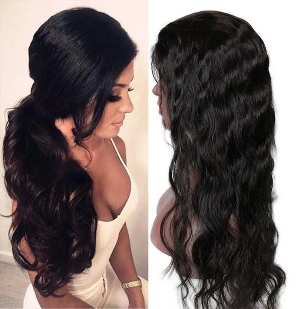 Onda do corpo brasileiro cabelo humano perucas dianteiras do laço para preto barato pré arrancado natural linha fina perucas de cabelo humano com cabelo do bebê 7852050