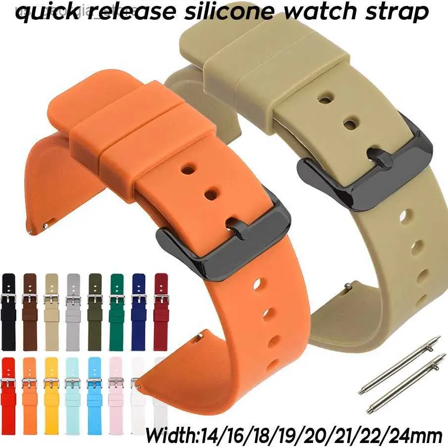 Assista Bandas 12mm 14mm 16mm 18mm 19mm 20mm 21mm 22mm 24mm Sile Substituição Band Strap Universal Borracha Sport Band Pulseira Y240321