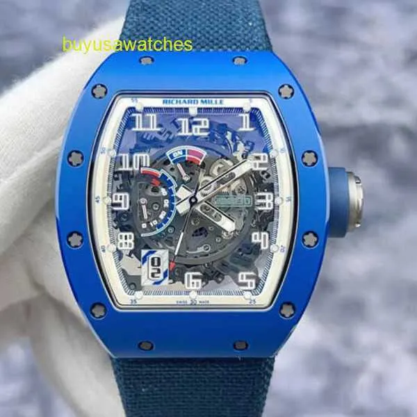 RM Watch Moissanite Watch Montre Rm030 French Limited Edition 100 Pieces of Blue Ceramic Material Transparent Automatic Mechanical