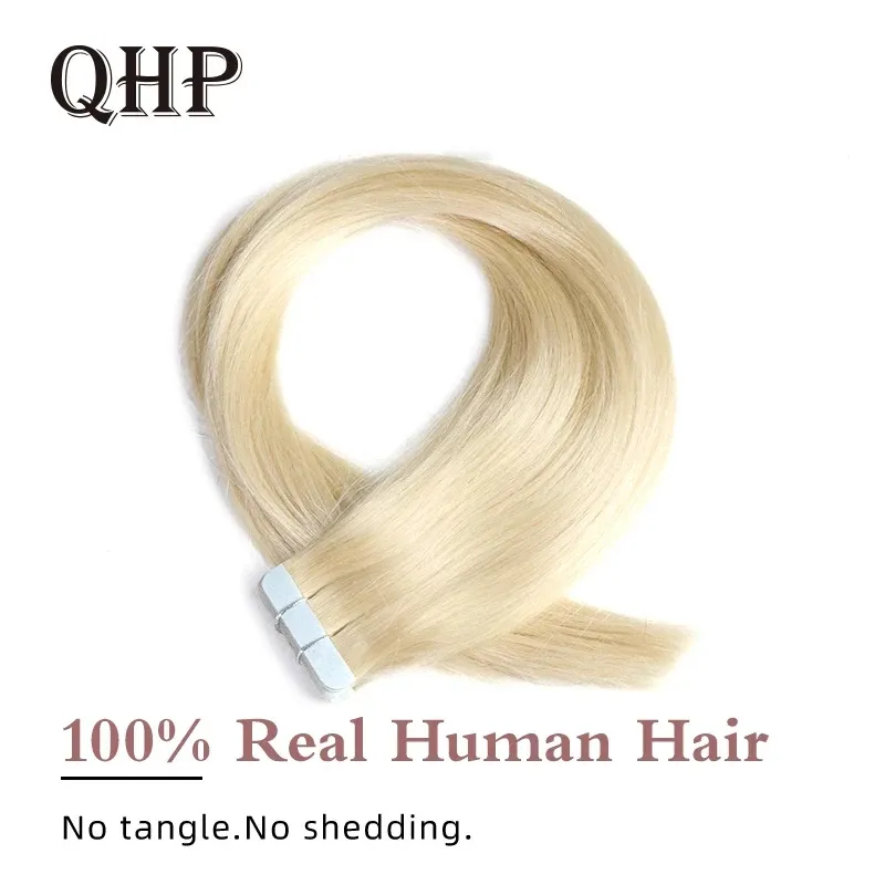 Förlängningar rak tejp i mänskliga hårförlängningar maskin brasilan remy tejp ins förlängning sömlös hud weft 20 st/40 st/pack naturlig färg