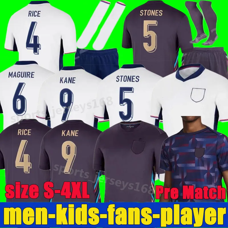 Englands 2024 Bellingham Soccer Jerseys Sterling Rashford Grealish Mount Foden Saka Pre Match 24 25 KANE Fams Player Football Shirts Hommes Kit Kit Uniformes Taille