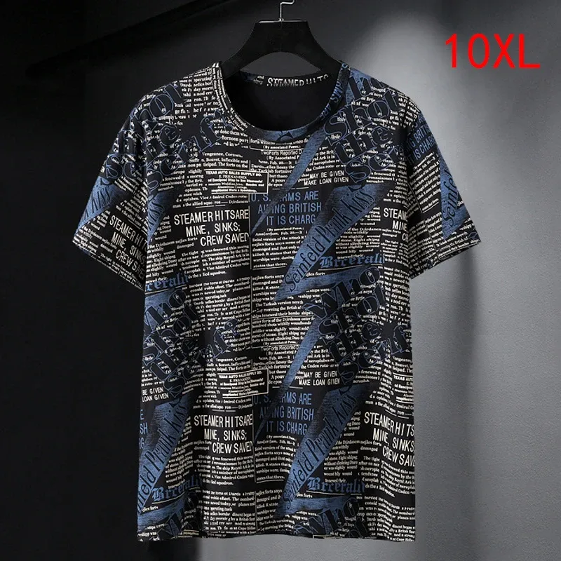 Camisetas grandes masculinas tamanho grande 10xl, camisetas de verão, hip hop, casual, estampa de letras, plus size, 9xl10xl, roupas