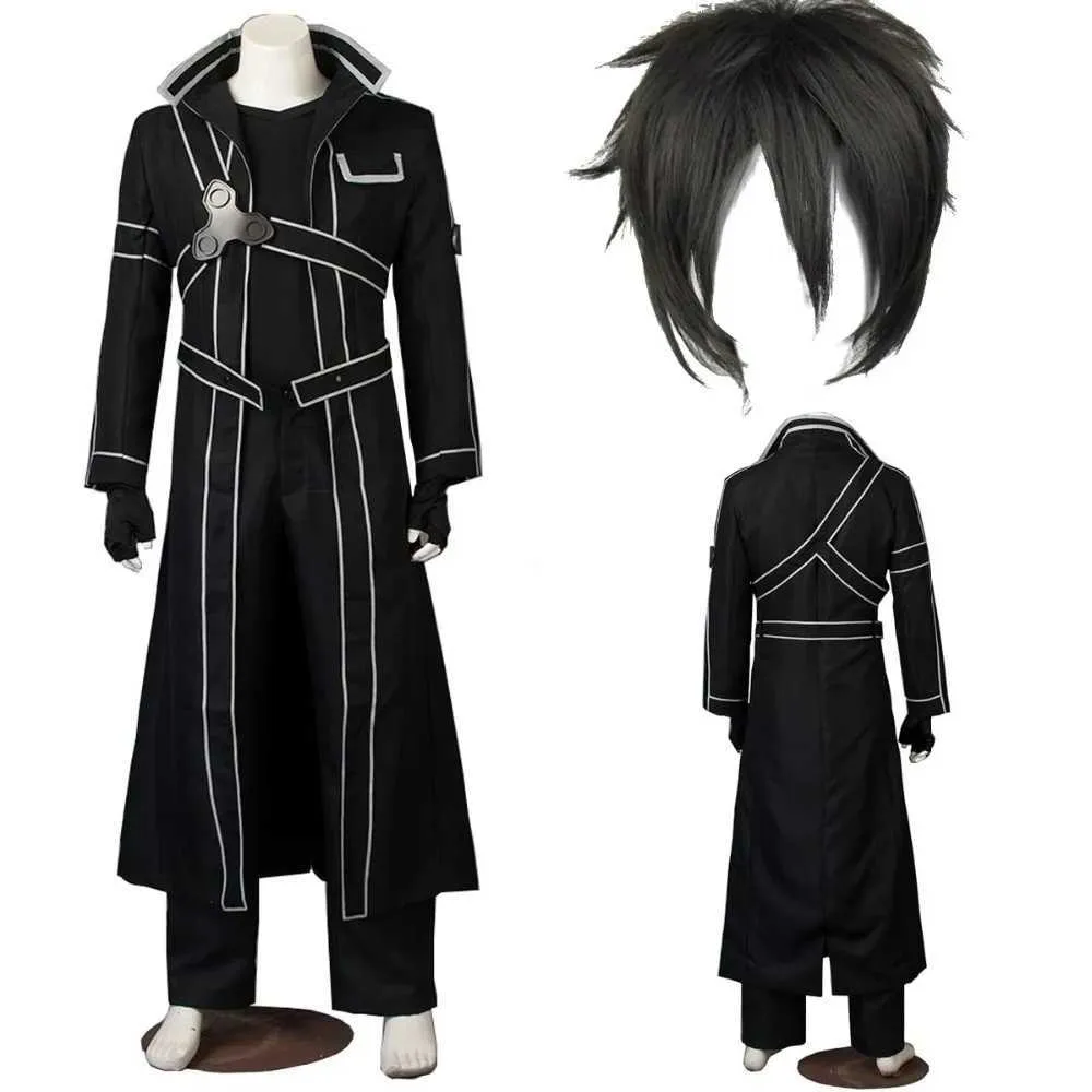 Cosplay Anime Costumes Swordsmanship Online Rollspel kommer på Kirito Kazuto Kirigaya Jacket Skjorta Byxor Högkvalitativ alla storlekar Anpassade klädc24321