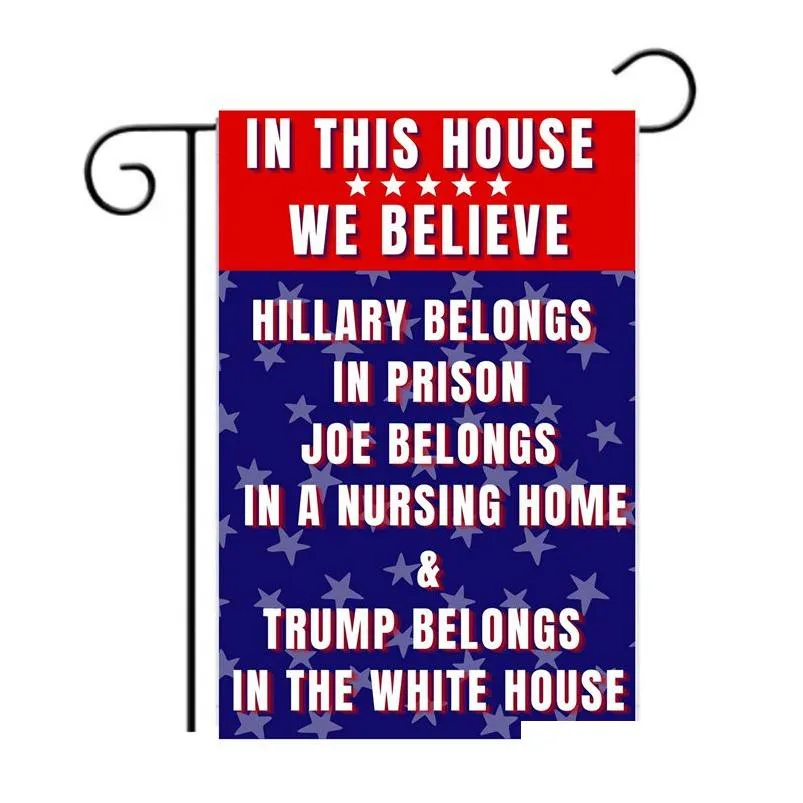 Bannervlaggen 30X40Cm Trump Garden Flag 2024 USA Campagne Vlas Dubbel Afdrukken Drop Delivery Thuis Feestelijke Feestartikelen Otg2S