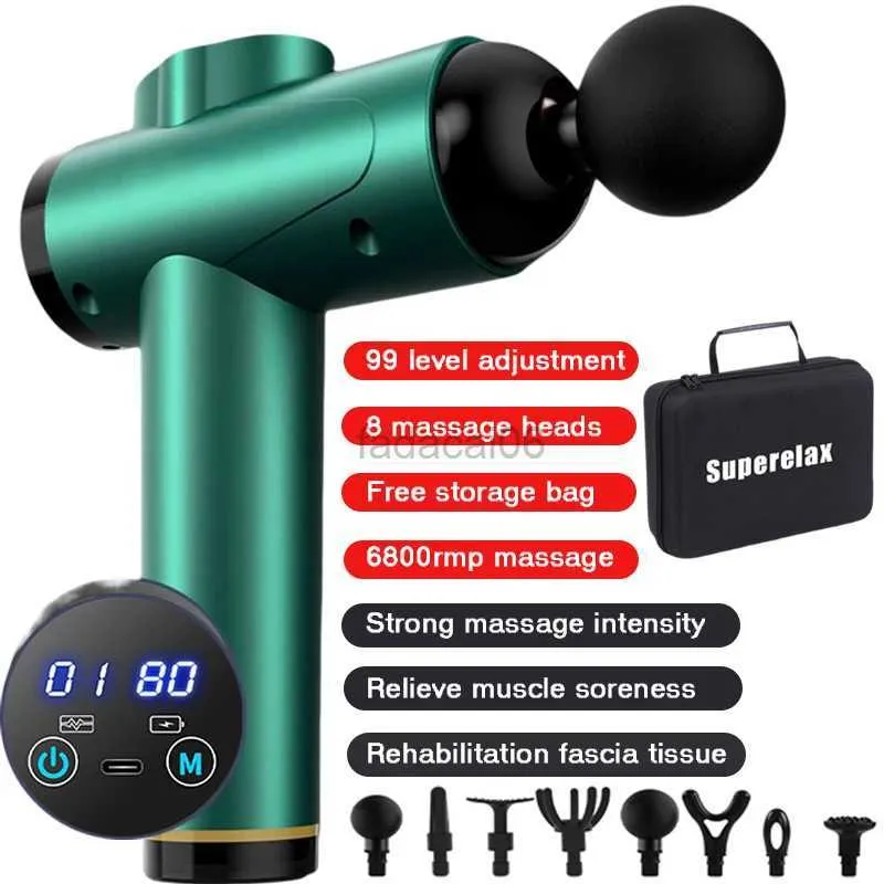 Massage Gun 99 Gear Professional Muscle Massage Gun LCD Masajeador Body Electric Massager för nacke och baksida av avslappningsbehandlingsmärta 240321