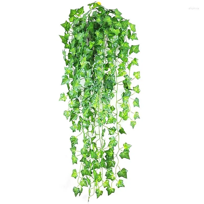 Decoratieve bloemen 2,1 m kunstmatige klimopblad hangende slinger planten groene wijnbladeren doe-het-zelf voor thuis bruiloft tuin badkamer decoratie