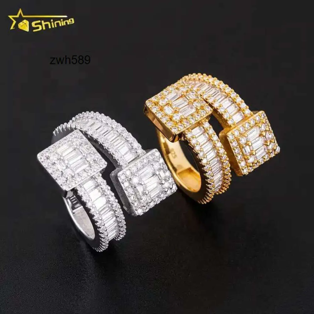 Bijoux de créateurs Vente chaude Hip Hop S925 VVS Moissanite Bijoux brillants 925 argent sterling rappeur hip hop personnalisé de haute qualité glacé hommes bague moissanite