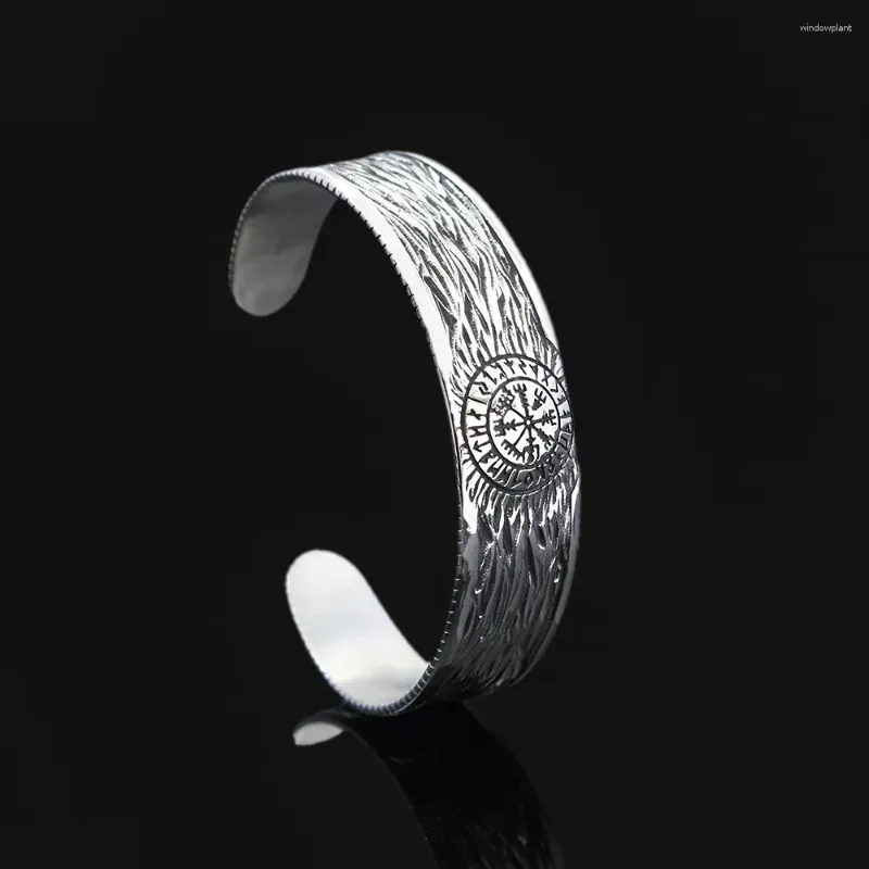 Bangle Fashion Retro Viking Compass Armband Never Fading rostfritt stål Mäns skandinaviska Vegvisir Bangles Enkla nordiska smycken