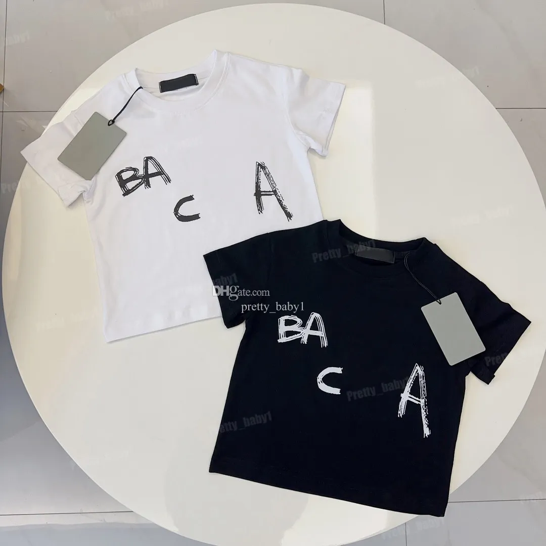 T-shirt per bambini estivi Designer di lusso Nero Bianco Bambini a maniche corte 100% cotone per ragazze Ragazzi Baby Tops Tees Abbigliamento per bambini