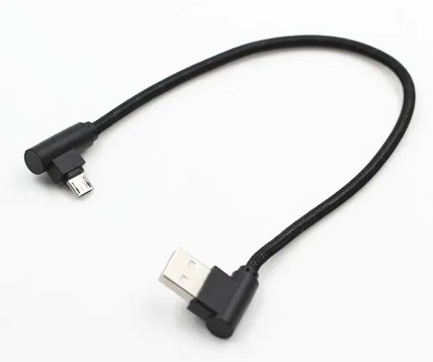 Mini 25cm Micro USB 90 Degree Right Angle Braid  Cable For Samsung s7 s6 Free DHL