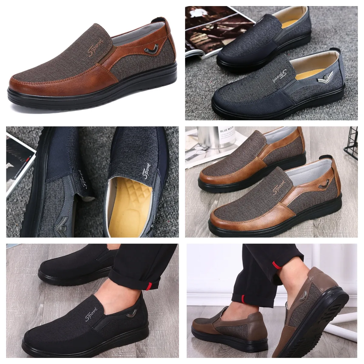 Sapatos GAI tênis esporte sapatos de pano masculino solteiros negócios sapatos baixos casuais sola macia chinelos planos sapatos masculinos preto conforto softs tamanhos grandes 38-50